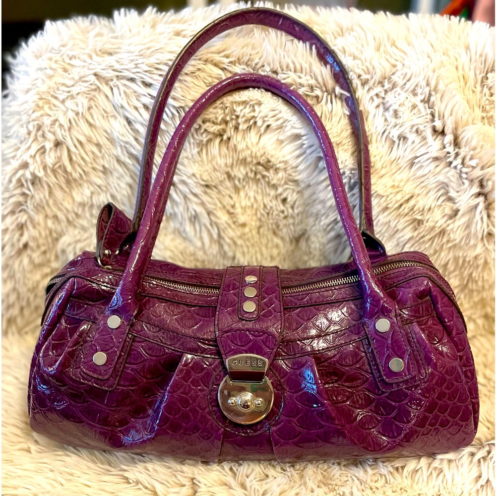 Vintage Purple GUESS textured shoulder satchel